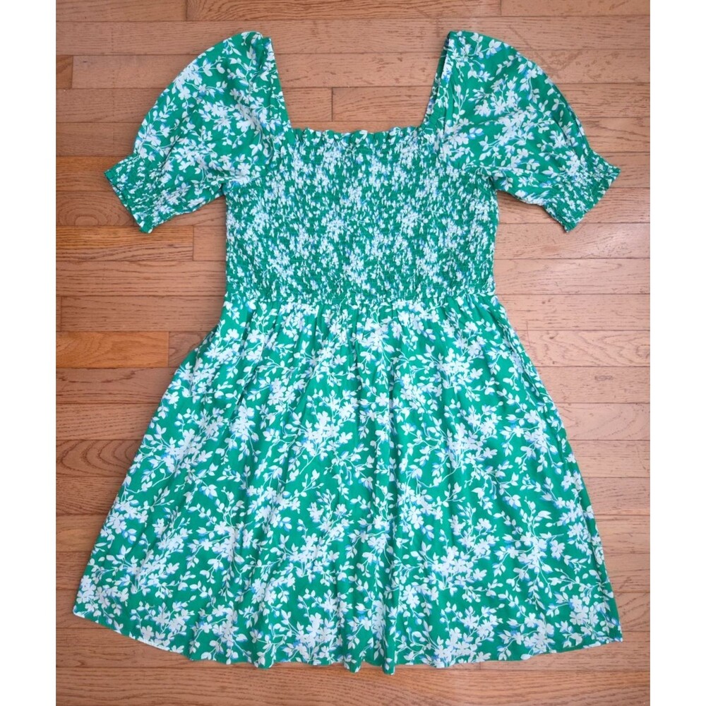 Draper James Cam Smocked Dress Green Shadow Floral Women's XL New Lined